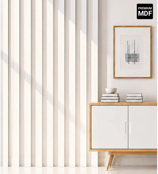 Wall decorative wooden 3D slats for partition walls (3x4 cm) (white)