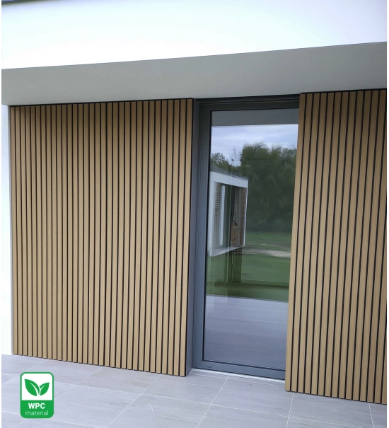 WPC homlokzati panel, 219x2900 mm, két színben, VILÁGOS TÖLGY & FEKETE (0,63 m²)