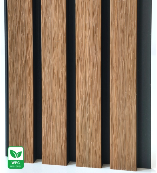 WPC facade panel TEAK/BLACK, BRUSHED texture, 219x2900 mm, dual color (0.63 m²)