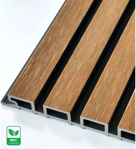 WPC facade panel TEAK/BLACK, BRUSHED texture, 219x2900 mm, dual color (0.63 m²)