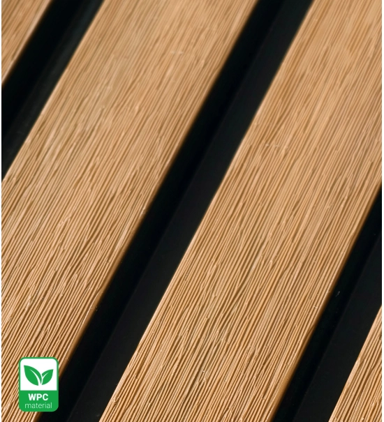 WPC facade panel TEAK/BLACK, BRUSHED texture, 219x2900 mm, dual color (0.63 m²)