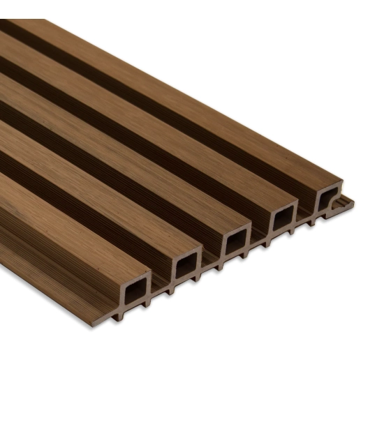 WPC homlokzati panel TEAK TWIX MINI, 5 lamella, 217x2900 mm, csiszolt felület