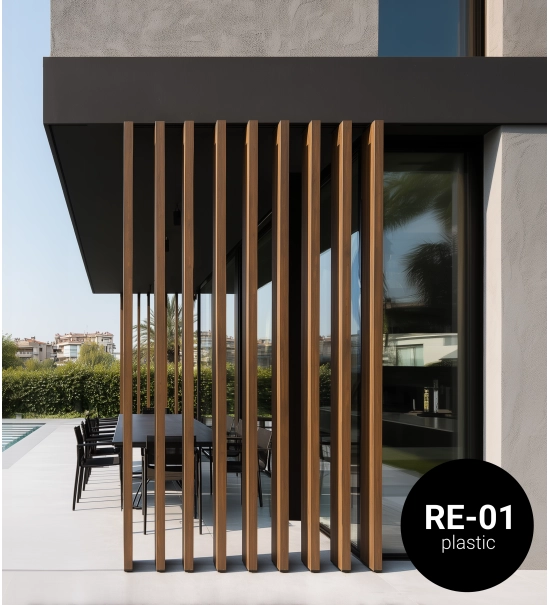 Profile for rotating horizontal WPC slats, RE-01