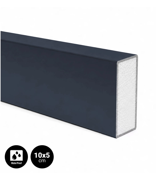 Architectural louvers, galvanized metal, 10x5x300 cm, ANTHRACITE (RAL 7016)
