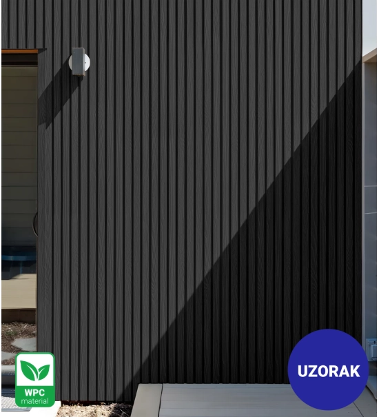 [UZORAK] Vanjski fasadni panel, WPC, 219x2900 mm, CRNA, tekstura drveta