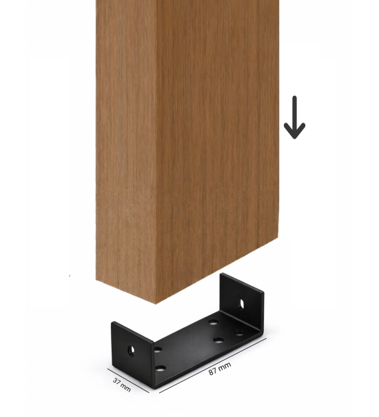 U-alakú tartó fa brizolejekhez, rejtett rögzítéshez, horganyzott acél, 87x37 mm