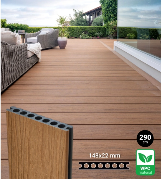 WPC terasna daska TIKOVINA, tekstura drveta, 148x22 mm, duljina 290 cm