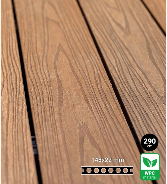 WPC terasna daska TIKOVINA, tekstura drveta, 148x22 mm, duljina 290 cm