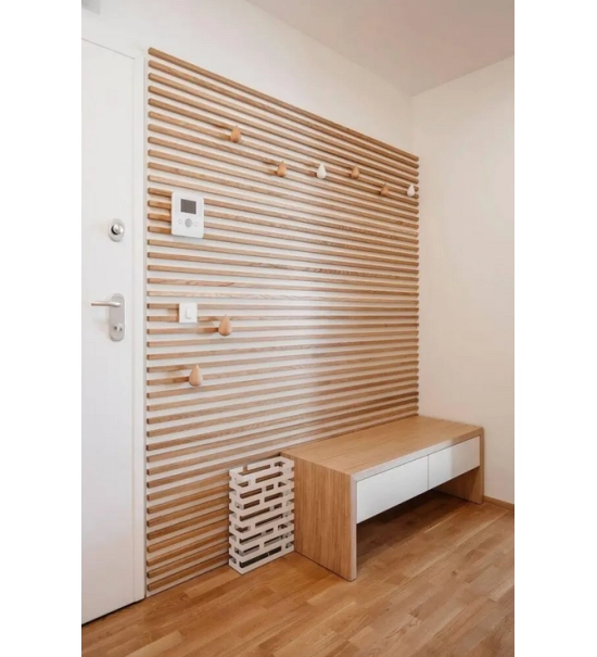 3D dekorativne letvice za zid, ukrasne, drvene (naravni hrast) 16x28mm