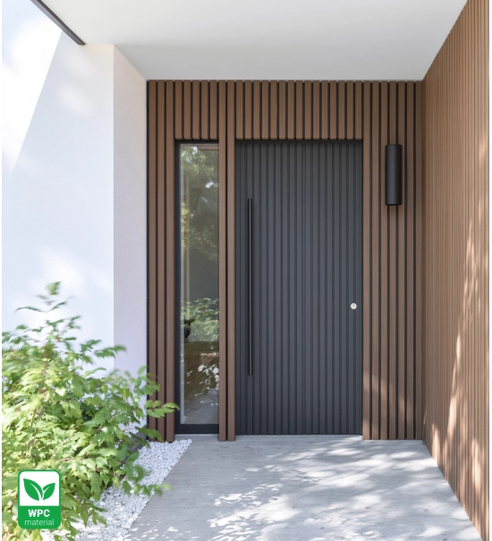 WPC fasadni panel TEAK/ČRNA, 219x2900 mm, valovita tekstura, half co-extrusion (0,63 m²)