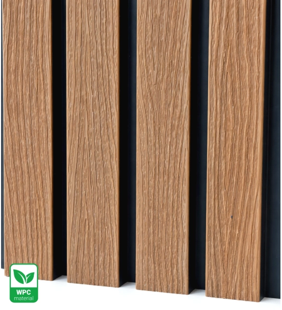 WPC fasadni panel TEAK/ČRNA, 219x2900 mm, valovita tekstura, half co-extrusion (0,63 m²)