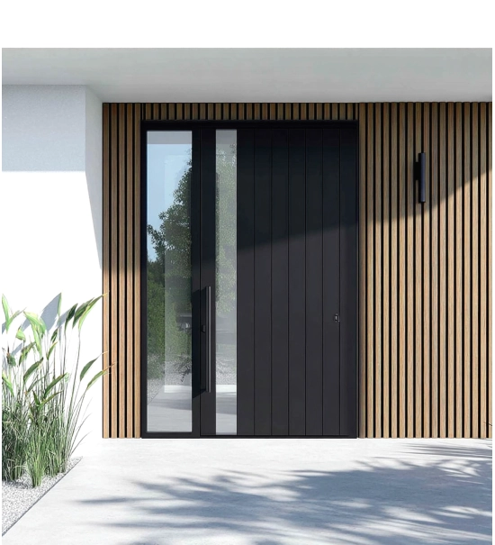 WPC facade panel TEAK/BLACK, GRAIN texture 2K26, 219x2900 mm, dual color (0.63 m²)