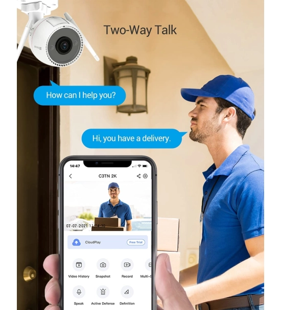 Zunanja WiFi IP kamera EZVIZ 2K, nadzorna kamera IP67 z osebnim zaznavanjem AI, barvni nočni vid, aktivna obramba z lučjo in sireno, dvosmerni zvok, C3TN 3MP
