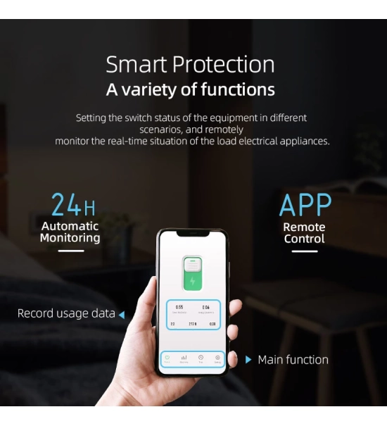 WI-FI pametan osigurač s mjerenjem, 1P 10-63A, DIN tračnica za pametni dom