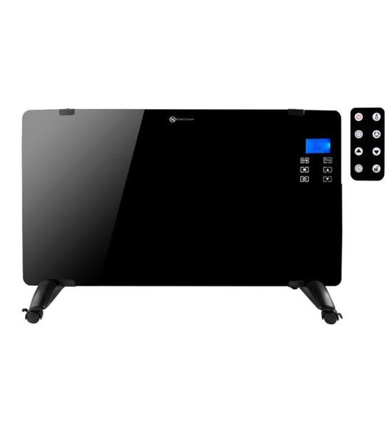 Črni panelni stekleni prenosni grelnik 2000W