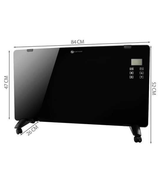 Črni panelni stekleni prenosni grelnik 2000W