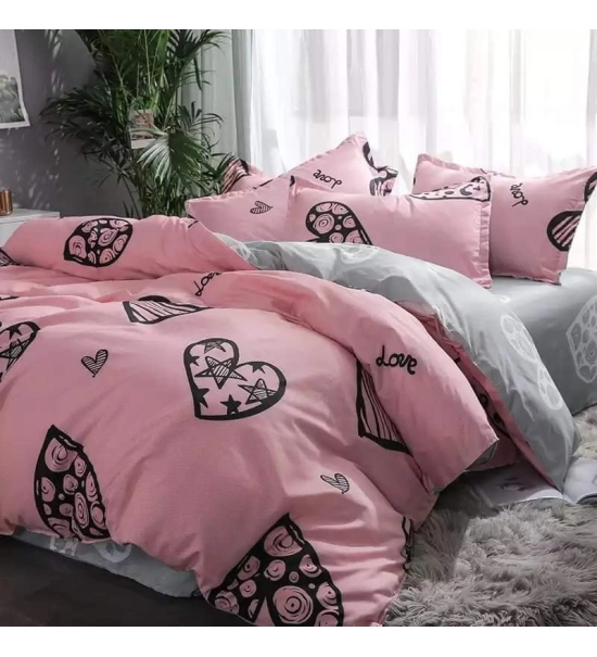 Ágynemű 180x200, PINK HEARTS, 3 részes, roza s srčki