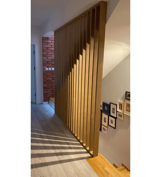 Decorative 3D wall wood slat, MDF, for wall or partition walls (28x60mm) (oak wotan)