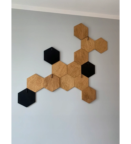 Dekorativni panel, lesen šesterokotnik, 18x21 cm