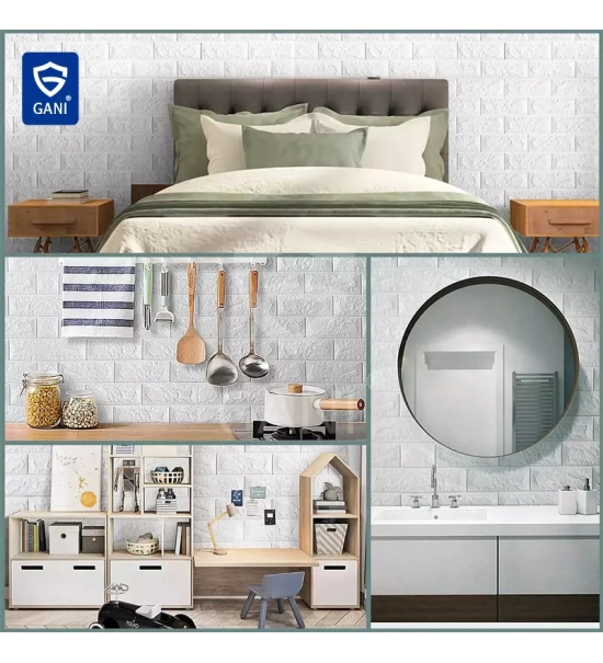 3D samoljepljive tapete naljepnice koje izgledaju kao cigla 3,5 mm (bijele) (10 komada / 5,39 m2)