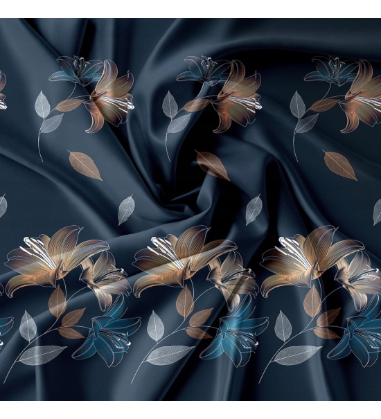 Ágynemű 200x220cm, temno modra z lističi, 3 részes
