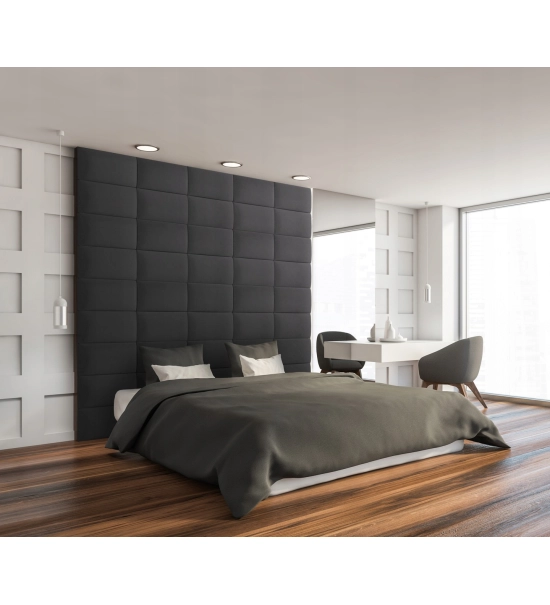 Mehka stenska plošča, oblazinjena, semiš, grafit (60x30)