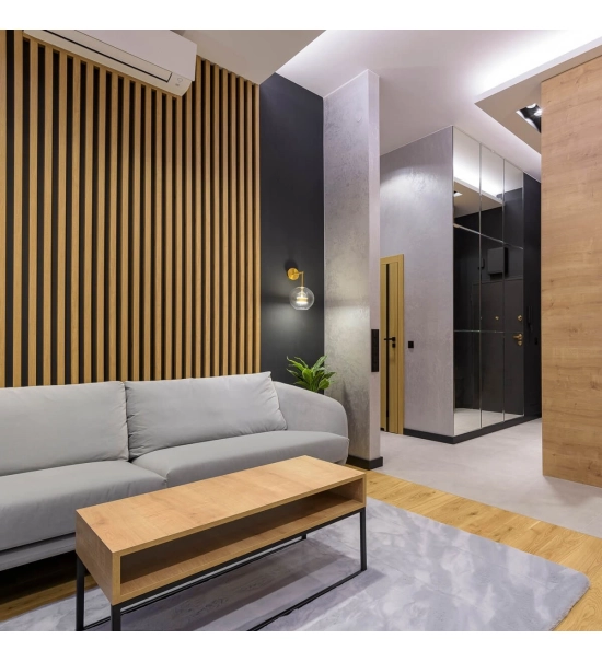 Decorative wooden acoustic wall panel, oak, 28x275cm (0.77 m²)