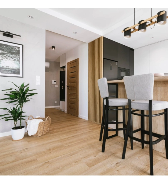 Decorative wooden acoustic wall panel, oak, 28x275cm (0.77 m²)