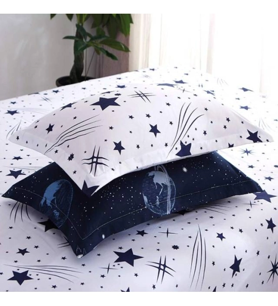 Posteljnina 160x200, 3 delna, temno modra, s planeti